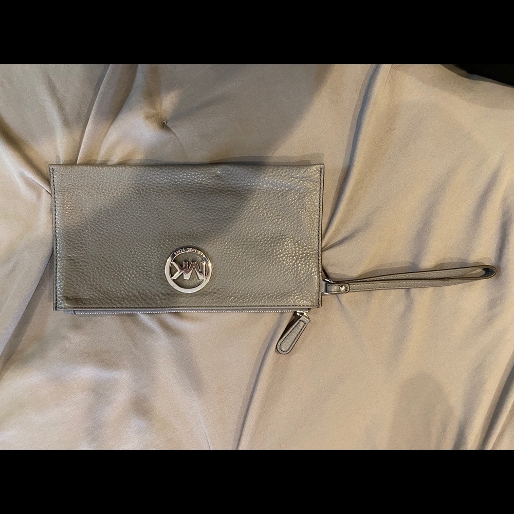 BRAND NEW — never used — Grey MK clutch
